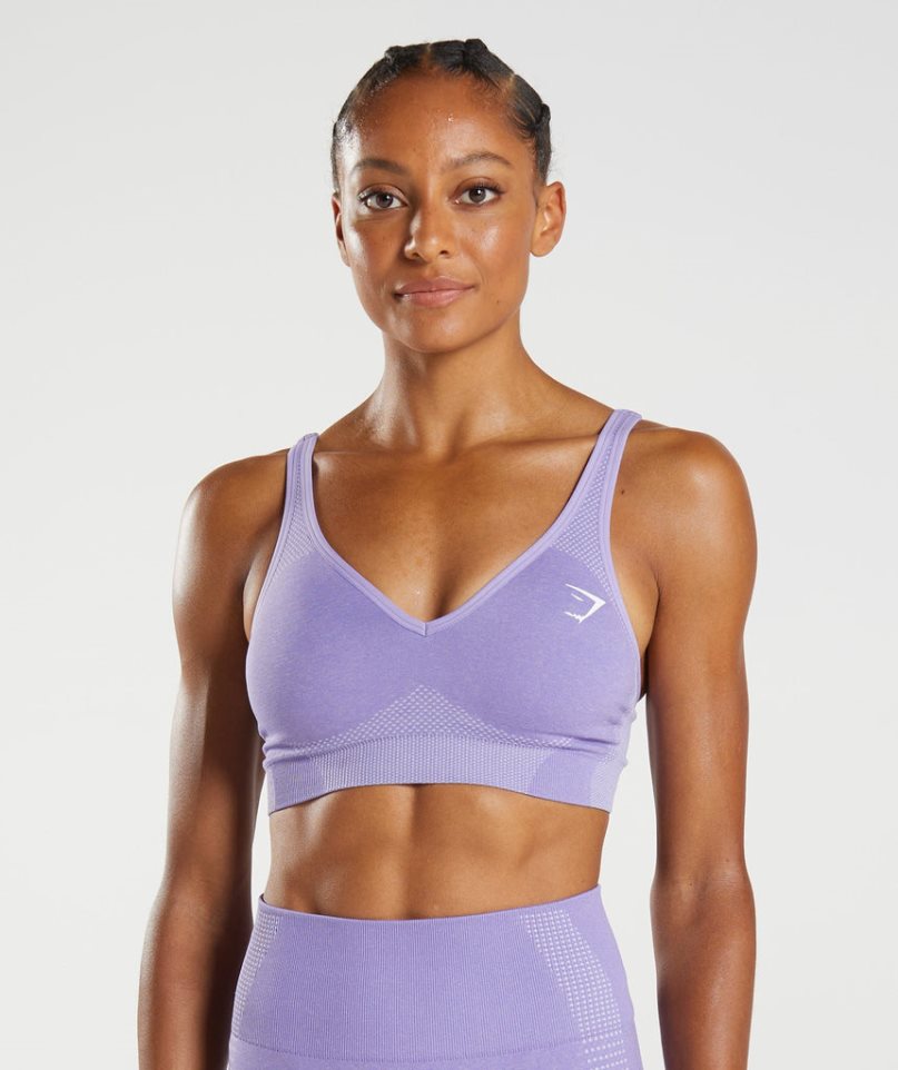 Women\'s Gymshark Vital Seamless 2.0 V Neck Sports Bra Purple | NZ 2CNBIW